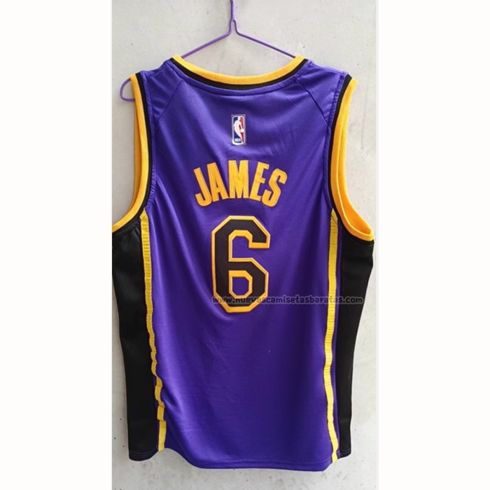 Camiseta Los Angeles Lakers LeBron James NO 6 Statement 2022-23 Violeta